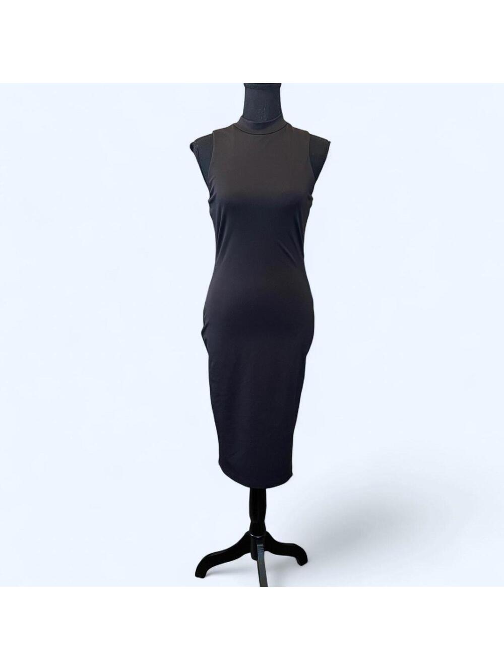Derek Heart Black Bodycon Midi Dress Mock Neck Sleeveless Size Medium 🖤